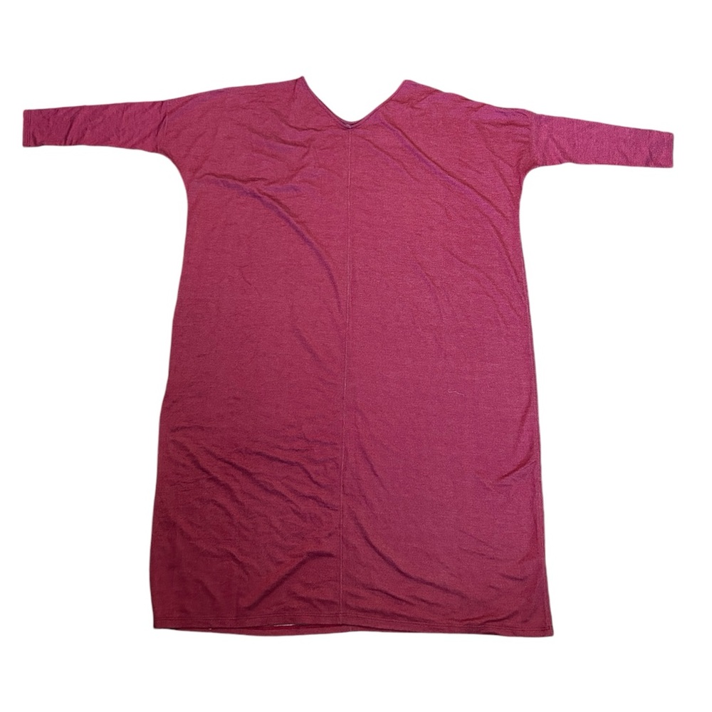 Yana K One Size Baby French Terry Poncho Tunic Dress Burgundy NWT